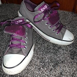 Purple & gray Double tongue Converse
